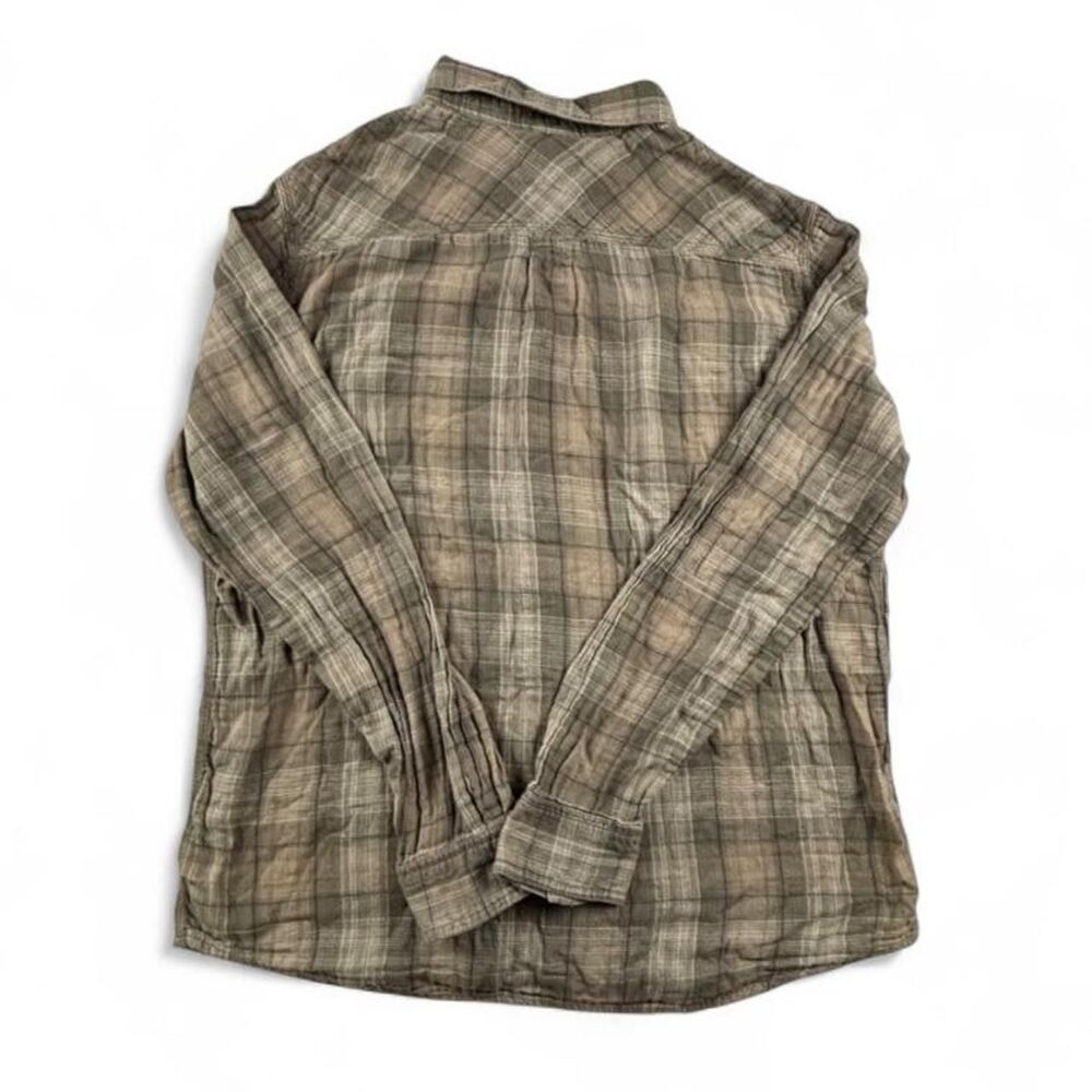 Converse One Star Green Beige Plaid Button Up Shirt Women's XL - Picture 7 of 7